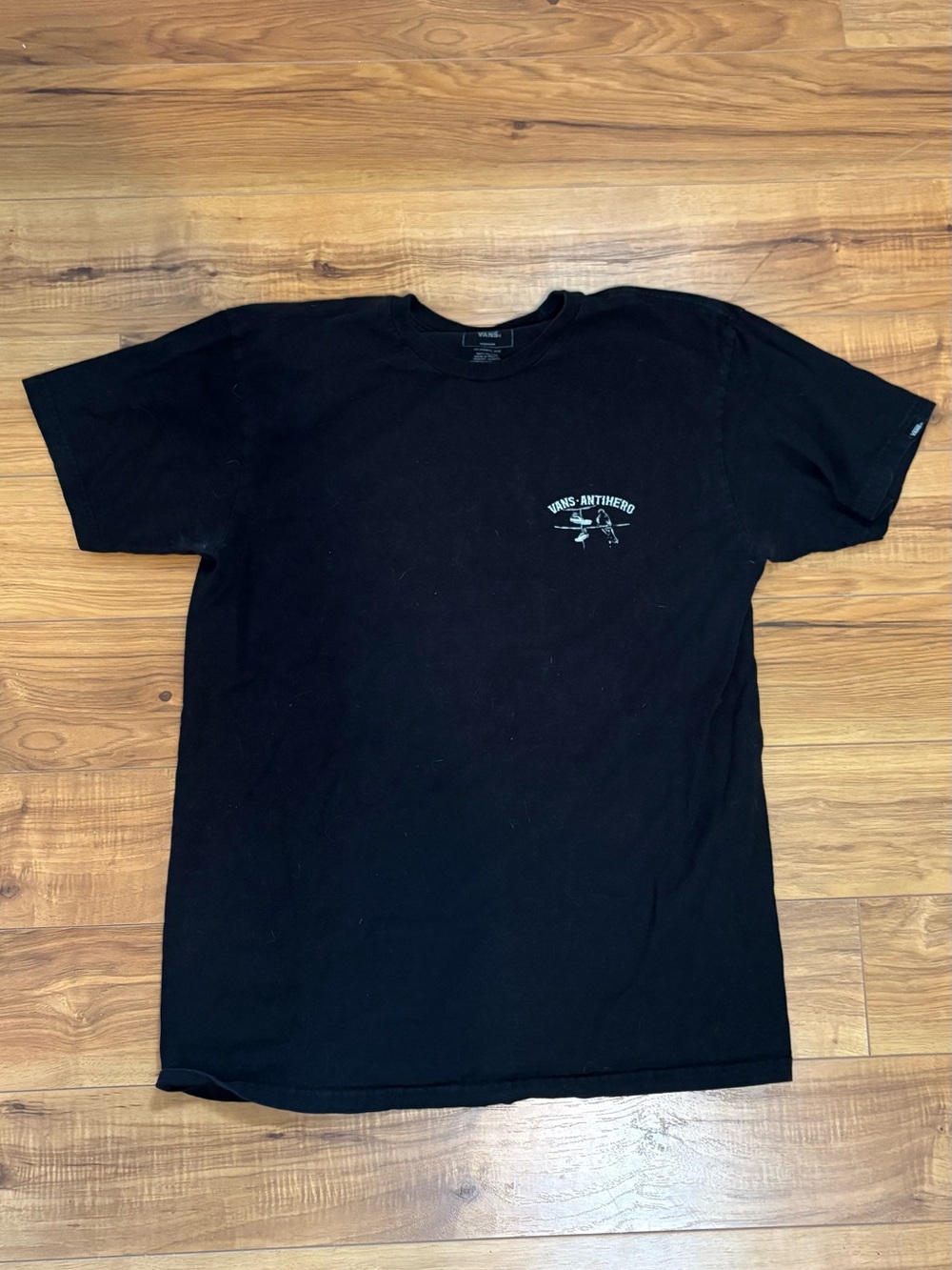 Vans x Anti-Hero Black Short-Sleeve Tee with Small White Chest Graphic
